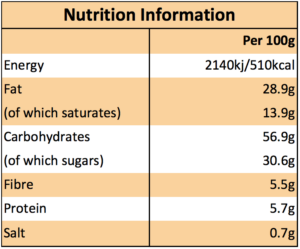Chocolate Oaties nutritional information