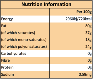 Tomor Vegetarian Margarine Nutritional Information
